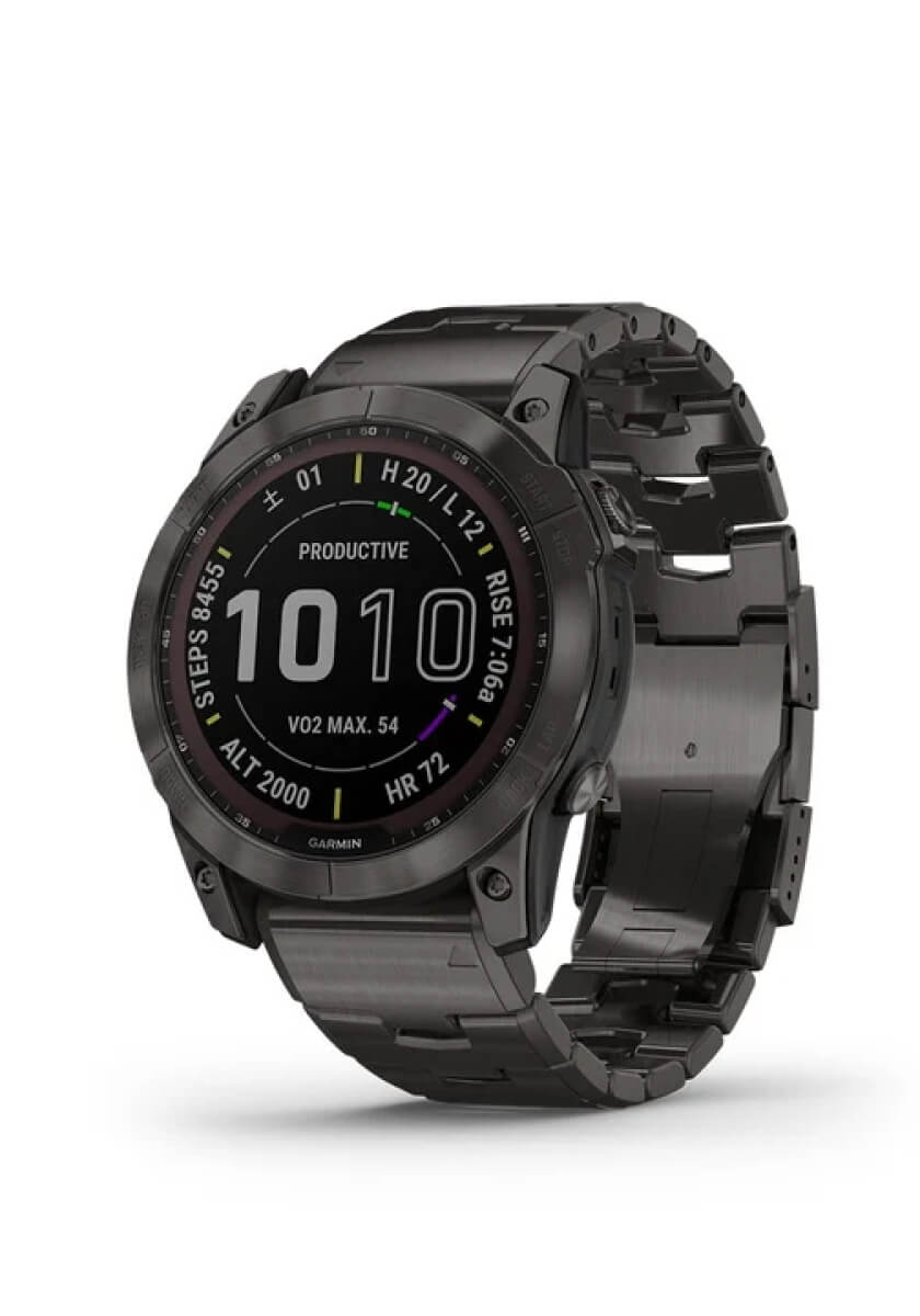 GARMIN fēnix 7X Sapphire Dual Power Ti Carbon Gray DLC / Carbon Gray DLC Vented Titanium Band 010-02541-47