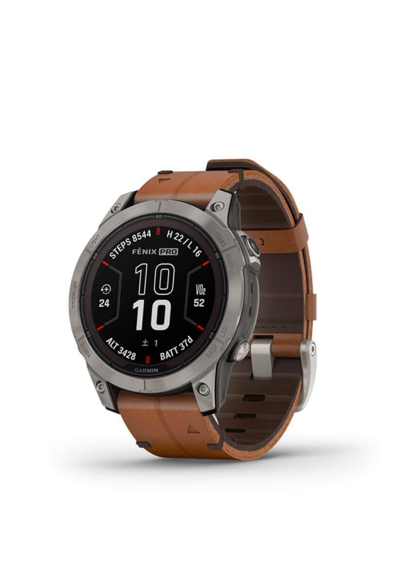 fenix 7 Pro Sapphire Dual Power Ti / Chestnut Leather Band